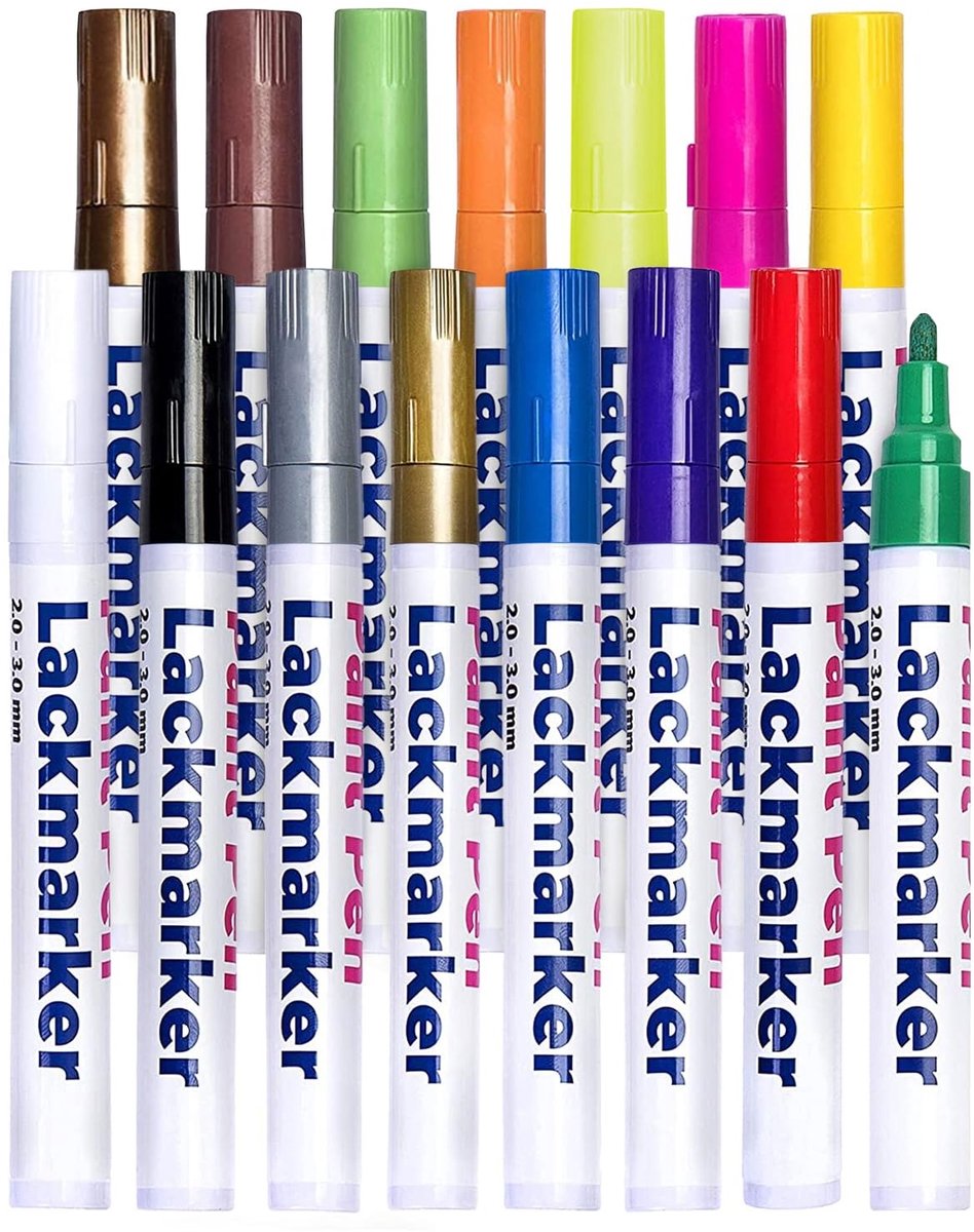 Omgoods - 15 Verf Markers Set - Oliegebaseerde Permanente en Weerbestendige Stiften voor Diverse Oppervlakken