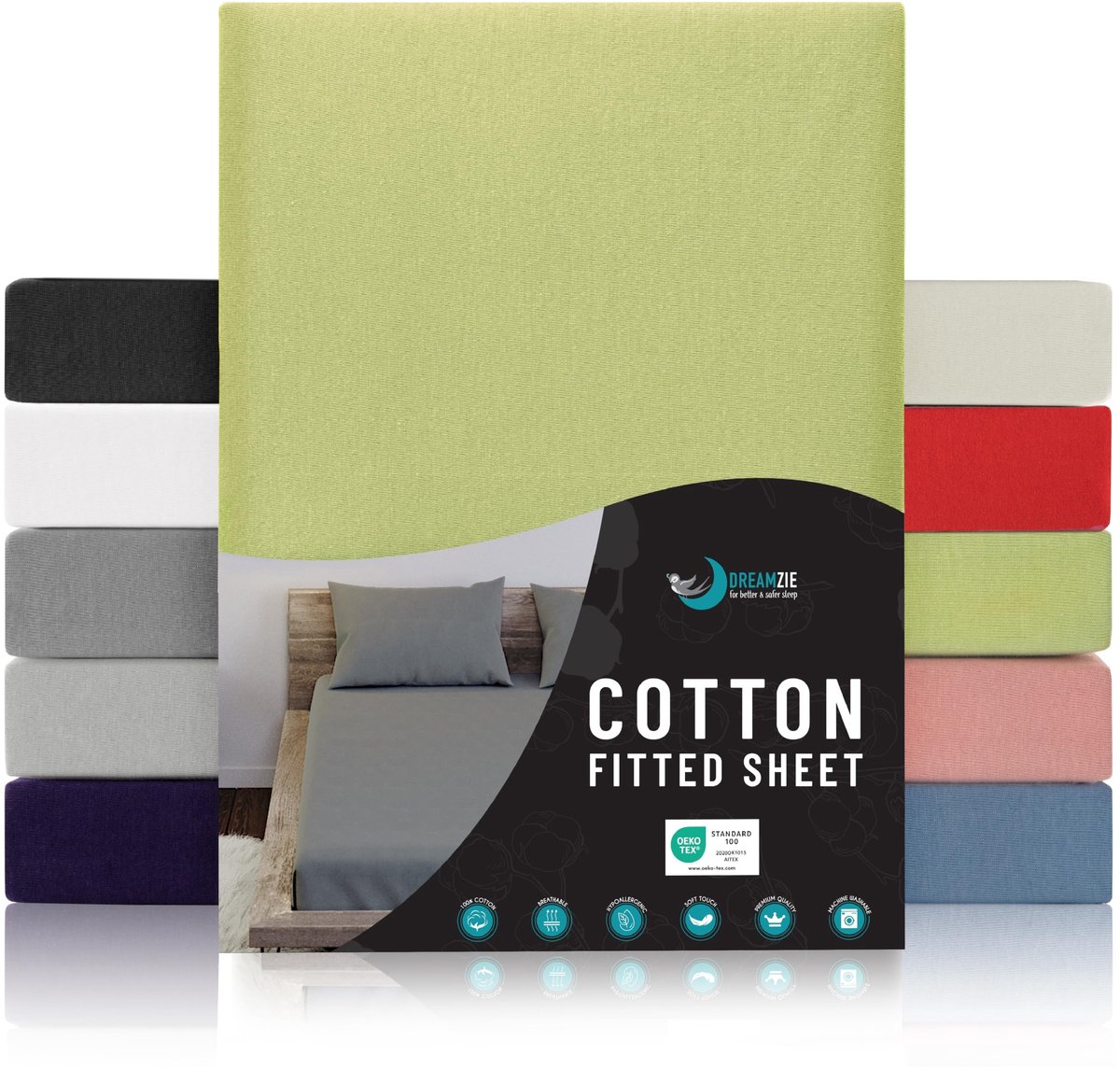 Omgoods - Jersey Katoenen Fitted Sheets Groen - Voor Matras 70 x 200 x 12 cm