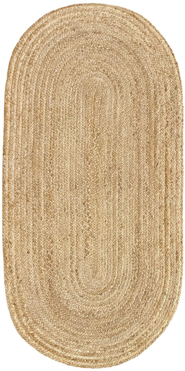 Omgoods - Alhambra Oval Jute Tapijt - 100% Natuurlijk, Handgeweven - 140x70cm