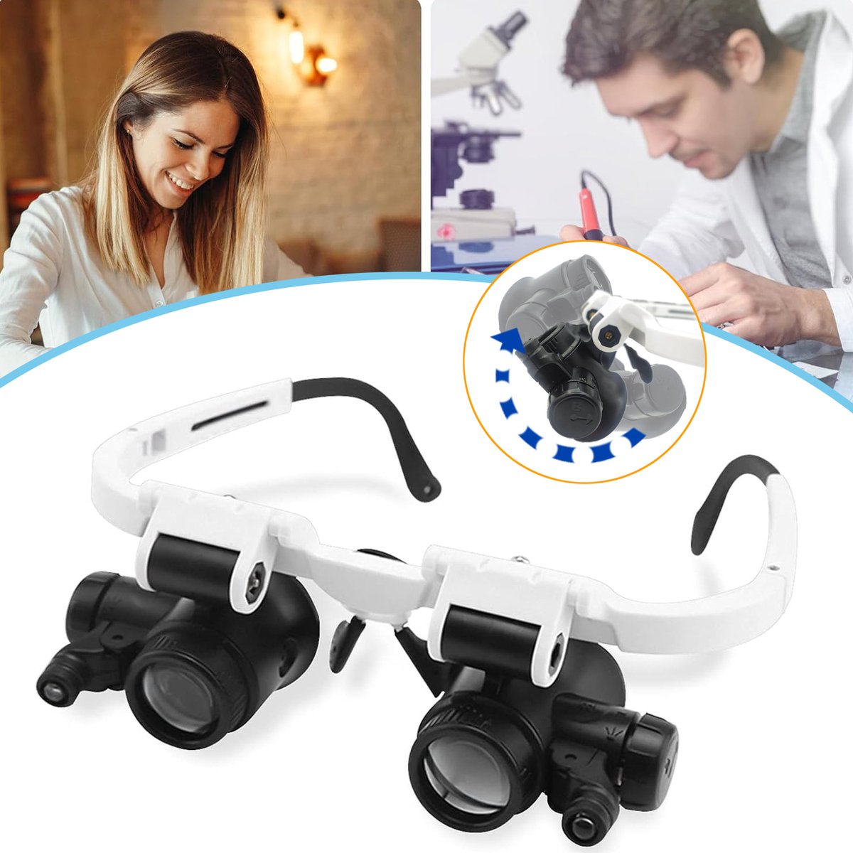 Vergrootglazen - 8X 15X 23X Vergrootglas - Hoofdvergrootglas - Vergrootglas Met Led-Verlichting - Hoofdband Vergrootbril