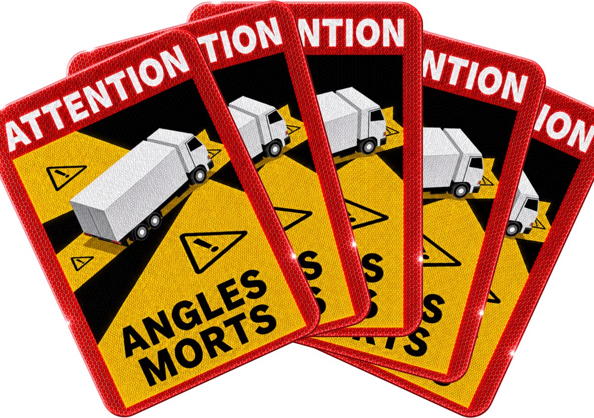 AutoXtreme Dode hoek Sticker Vrachtwagen – 17x25cm – Reflecterend – Permanent Zelfklevend – Conform Frans Art. R.313-32-1 – TÜV SÜD & E8 - Angles Morts Truck 5x
