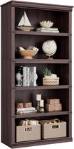 Houten Boekenkast met 5 Vakken - Landelijke Vakkenkast - Open Opbergkast Rustiek - Boekenrek met Massief Houten Frame - Met Anti-omvalbeveiliging - 80x32x171 cm - donker kersenrood