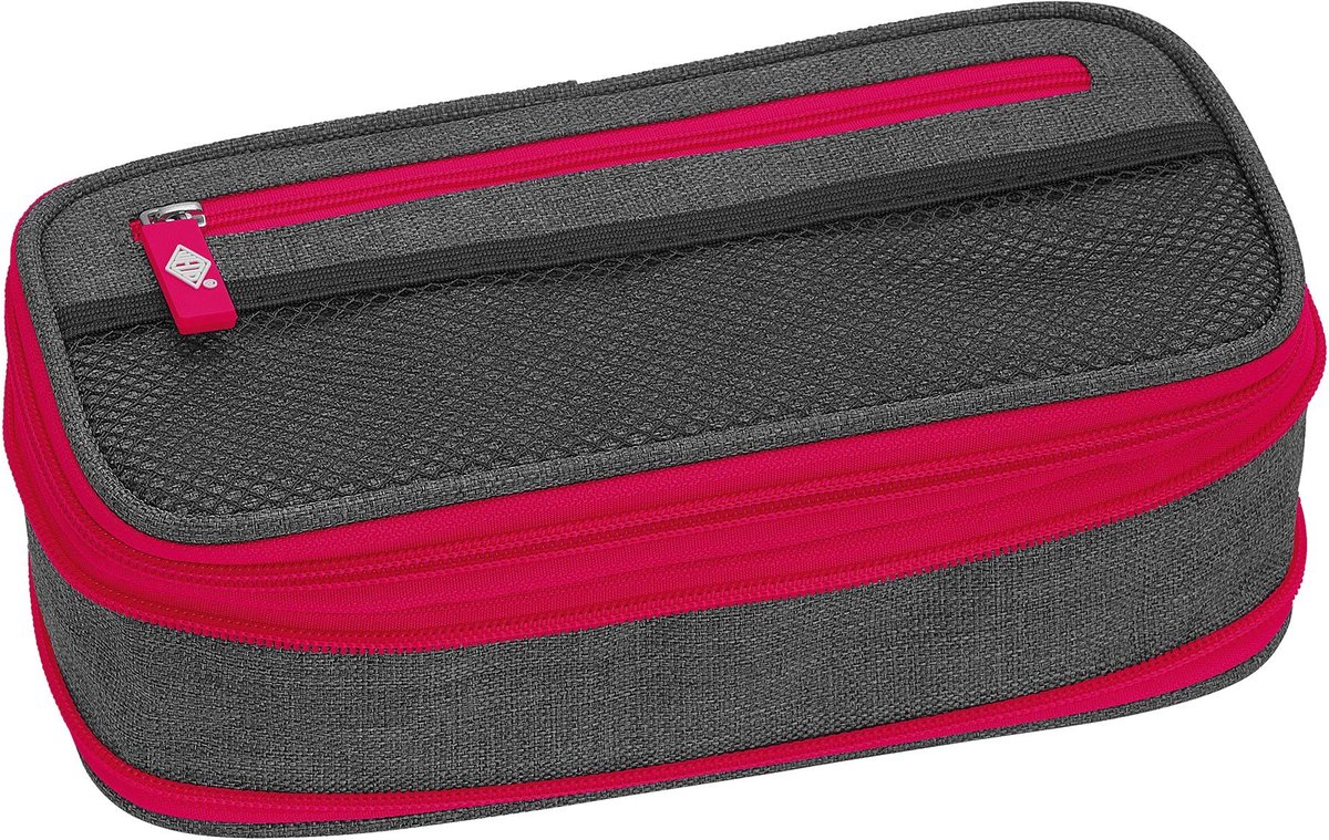 Omgoods - Neon Stretch Schlamperbox met Meerdere Compartimenten - Grijs Roze