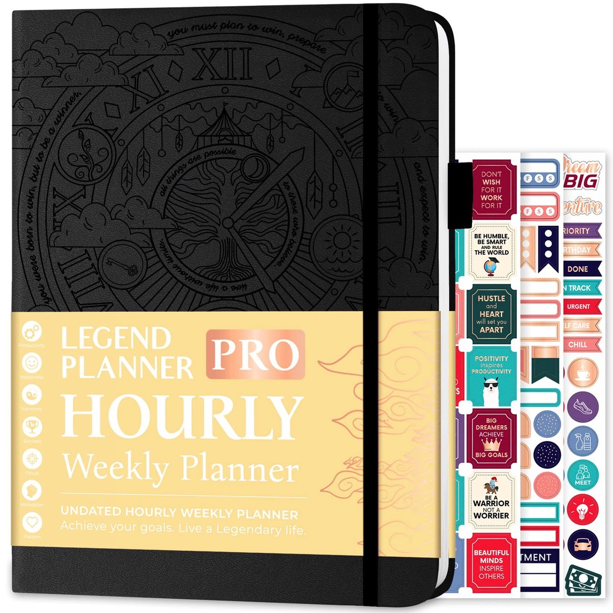 Omgoods - Uurplanner A4 met Tijdslots voor Werk en Persoonlijk (Zwart)