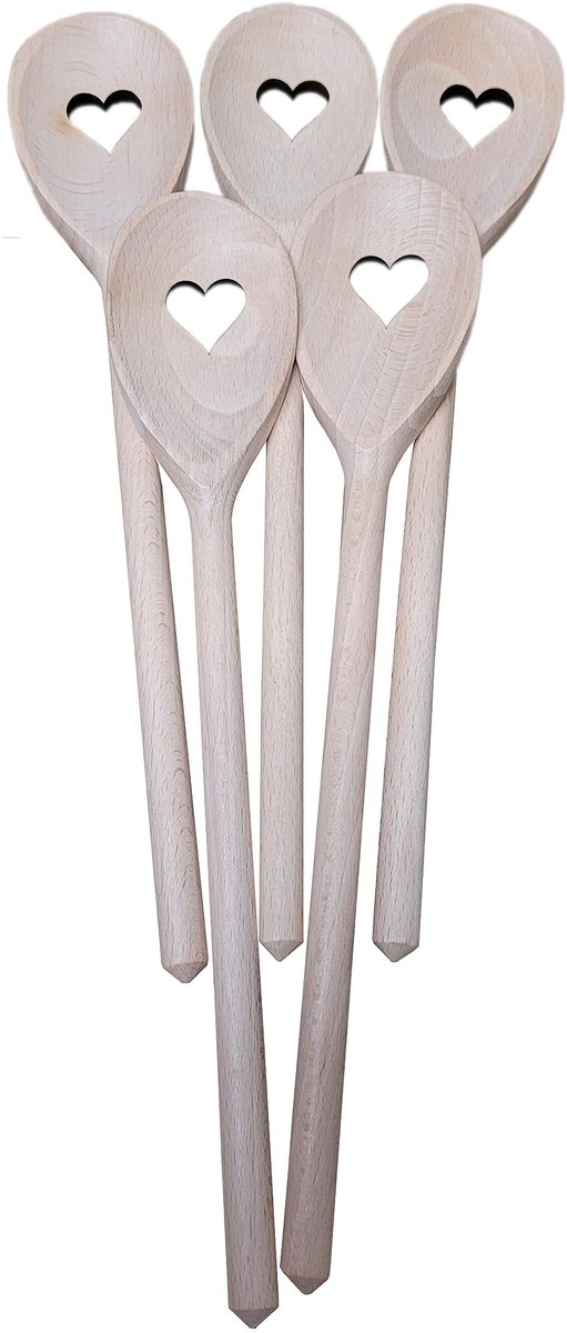 Omgoods - 20 Houten Hart Lepels van Beukenhout - 30 cm