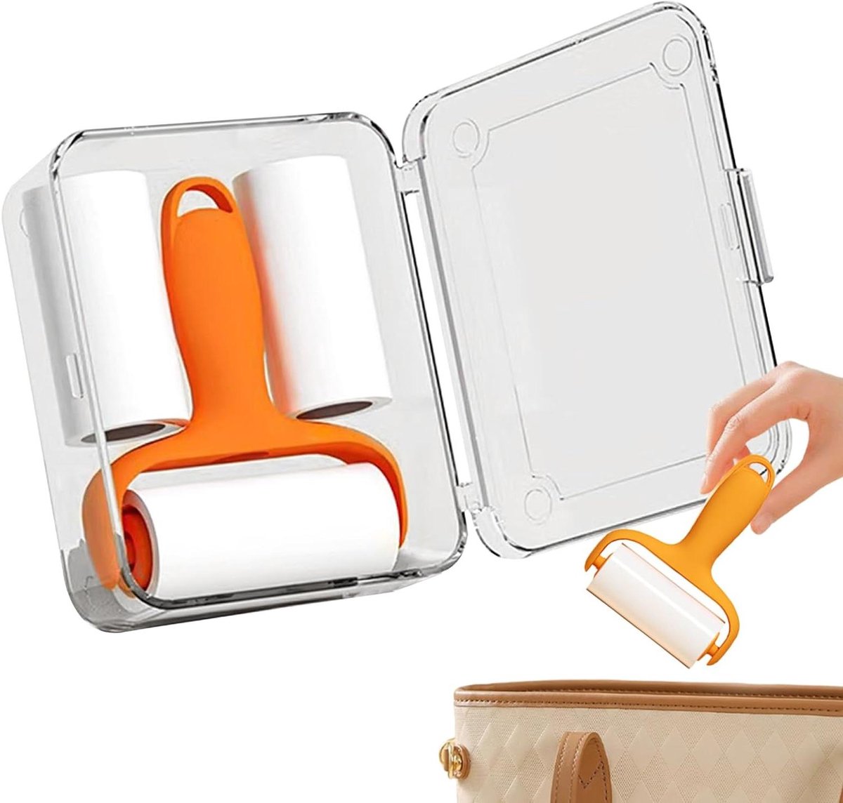 Mini Pluisroller - Reis Pluisverwijderaar - Kleding Reinigen - Draagbaar Compact Ontwerp - 9.8 x 7.8 x 3.2 cm - Oranje