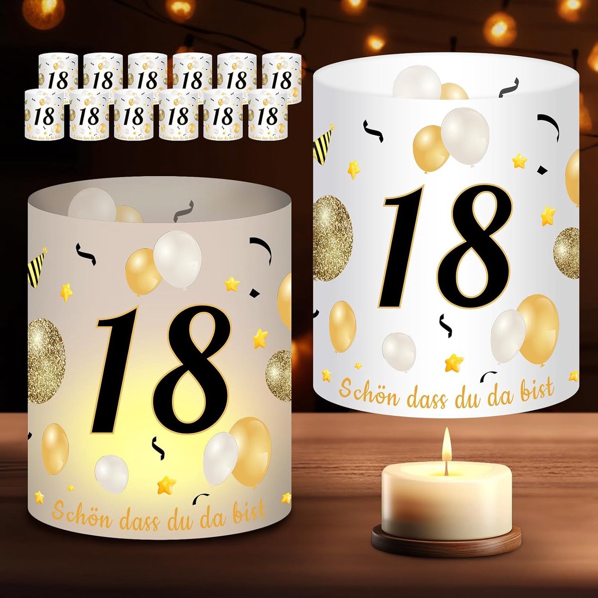 Dass Du Da Bist 18e verjaardag lantaarns, mooi verjaardagsdecoratie