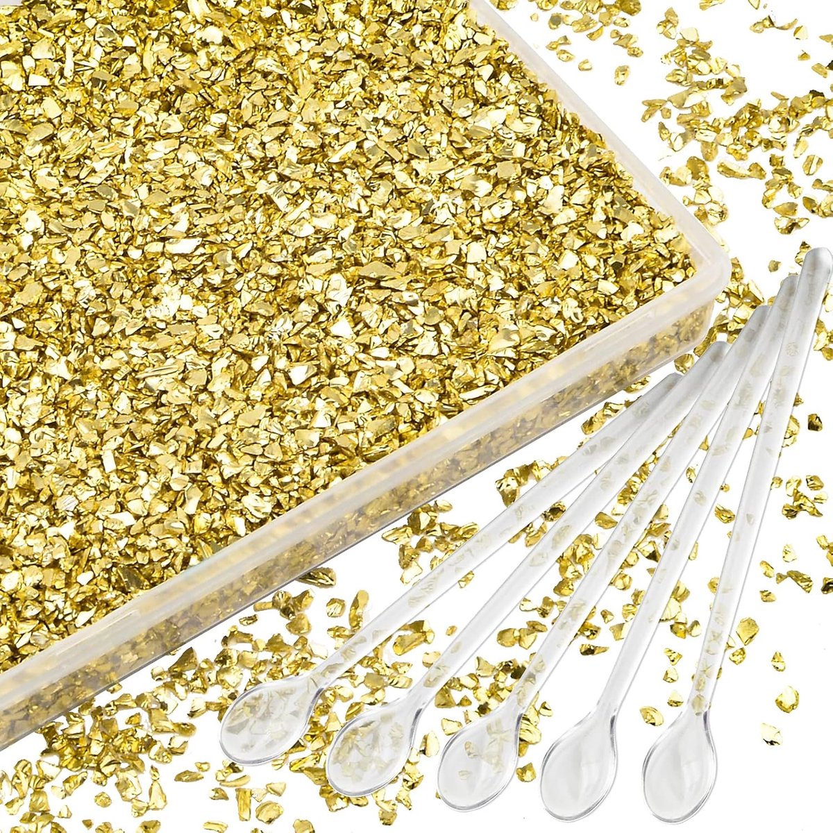 Verpletterd glas, 200 gram 2-4mm goud verpletterd gebroken glas