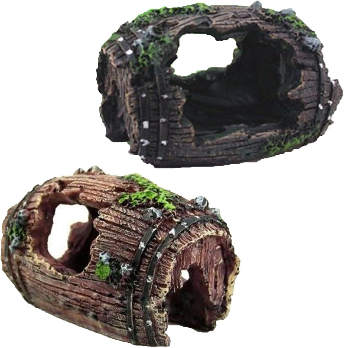 SnelShoppen - Aquarium Decoratie Set van 2 Stuks, 8 x 5 x 6 cm, Grote Aquarium Grotten in Water Tank Vorm, Decoratieve Holle Hars Cavity, Ideaal voor