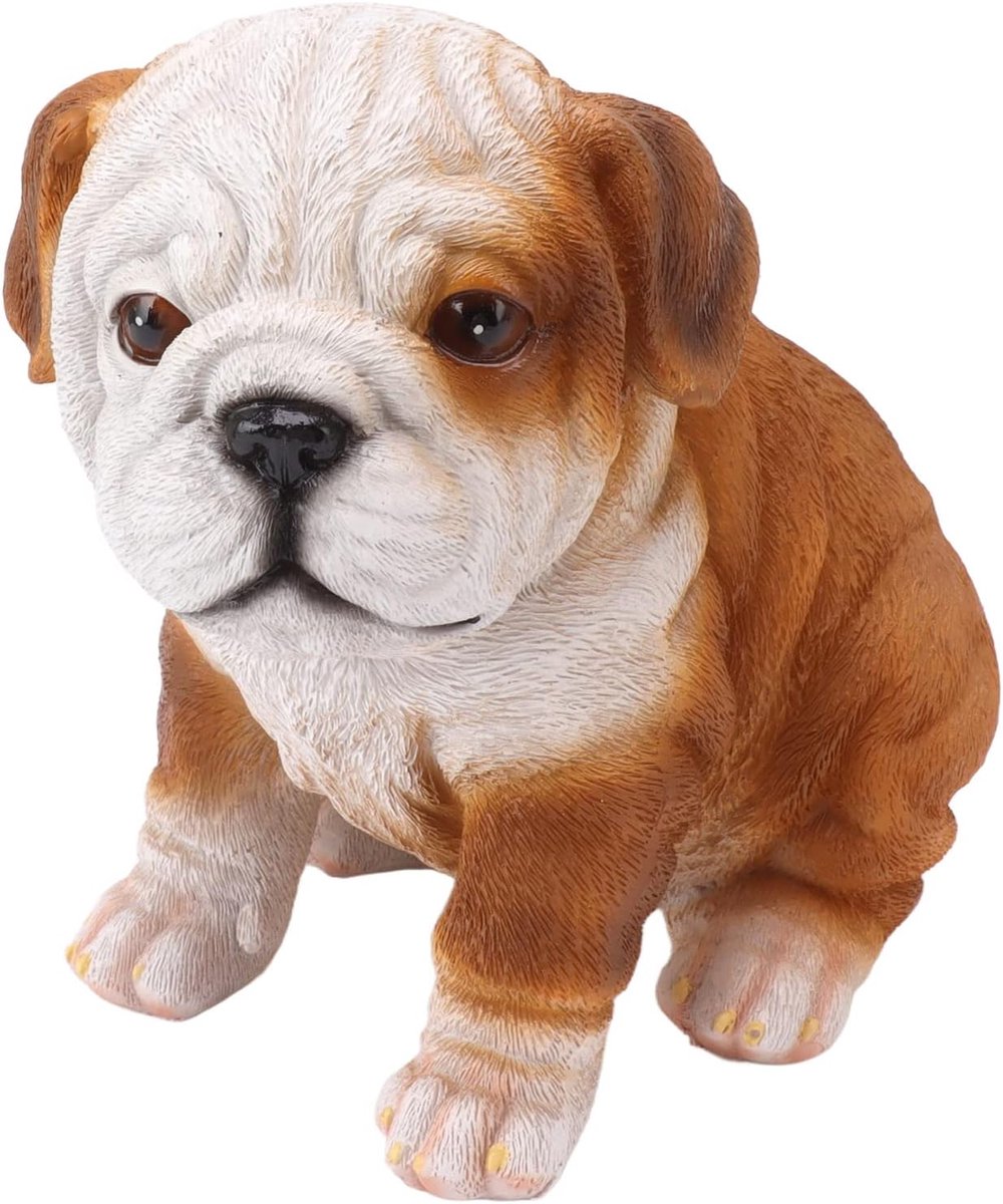 bulldog puppy-beeldje van levensreddende hars bulldog voor de decoratie van de veranda voor de tuin (Sentado Bulldog)