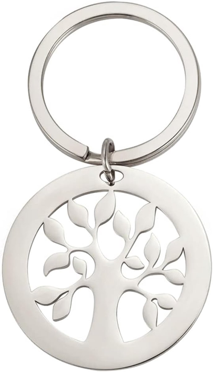unift Tree Des Life Sleutelhanger Voor Vrouwen Mannen Roestvrij Staal Chic Charm Levensboom Sleutelketting Nordic Viking Pagan Amulet Sieraden, Zilver, Medium, Zilver, M