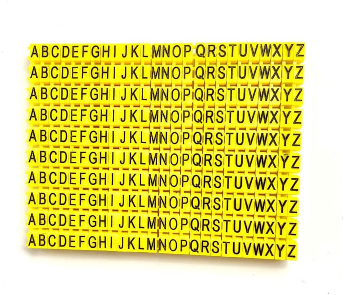 A-Z buis draad nummer etiket geel kabelmarkering (260 stuks, 2,5 mm²)