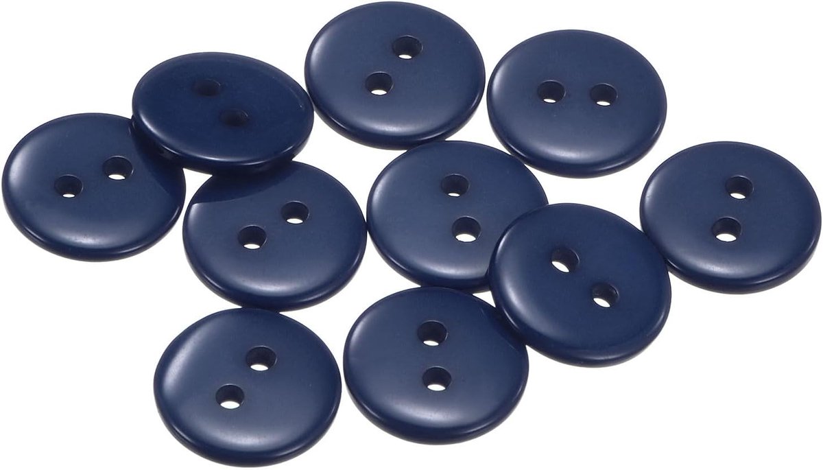 10 stuks naaisnopen, 12,5 mm, 2 gaten, reserveknopen van hars, rond, voor kleding, doe-het-zelf, handwerk, decoratie, marineblauw