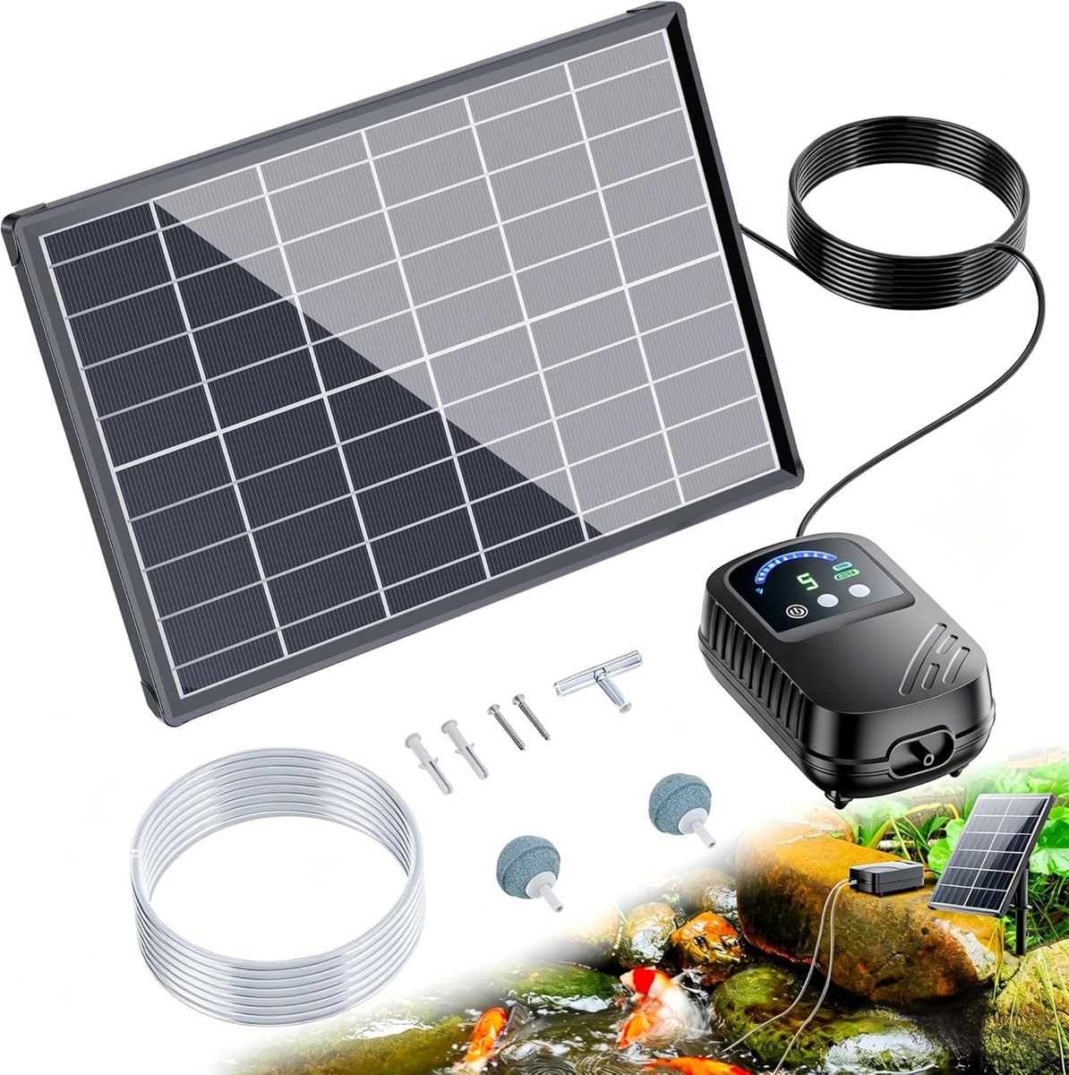 Vijverbeluchter op zonne-energie, 8 W, zuurstofpomp, vijver