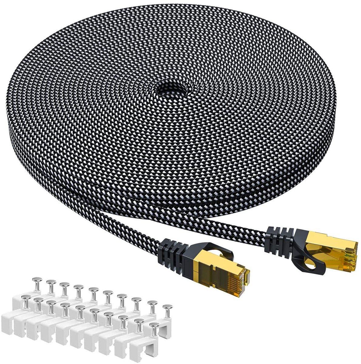 Cat8 LAN-kabel, 50 meter, 40 Gbps, netwerkkabel, ethernetkabel, 2000 MHz, hoge snelheid, Gigabit RJ45 S/FTP, afgeschermde internetpatchkabel voor router, modem, laptop