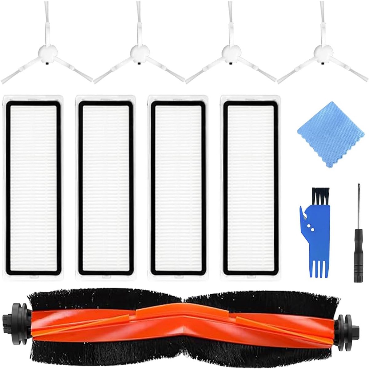 Parts for Dreame D10 Plus/D10s Plus/L10 Plus/Z10 Pro Robot Vacuum Cleaner Roller Main Brush 4 Side Brushes 4 Hepa Air Filters Accessory Set Compatible with Robot Vacuum