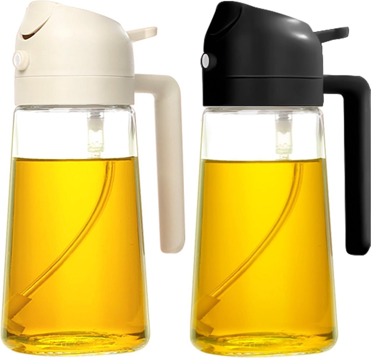 2Pcs Olijfolieverdeler, 2 in 1 Oliespuit voor koken, 16oz/470ml