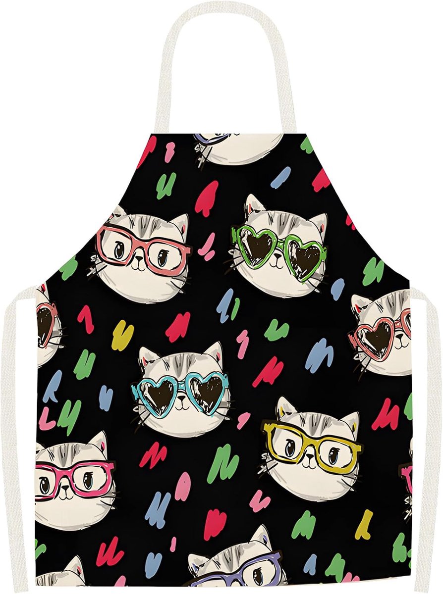 Cartoon zwart wit kattenpatroon schorten verstelbaar cartoon schort