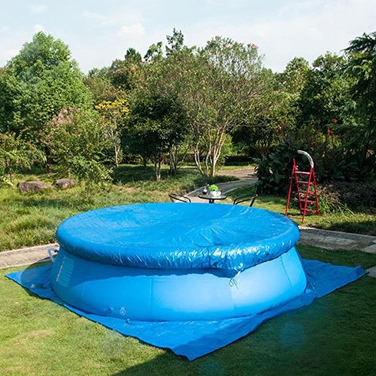 Zwembad Grondzeil - Onderzeil Mat - Zwembad Beschermen - Waterdicht Slijtvast - 3.1 x 3.1 meter - Blauw Zilver