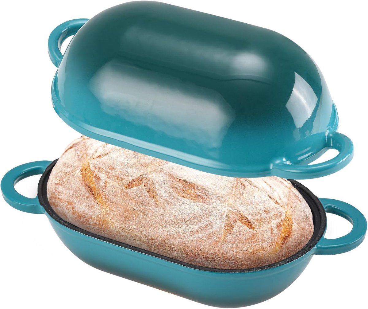 broodbakvorm met deksel, 23 cm, emaille gietijzeren pan, brood