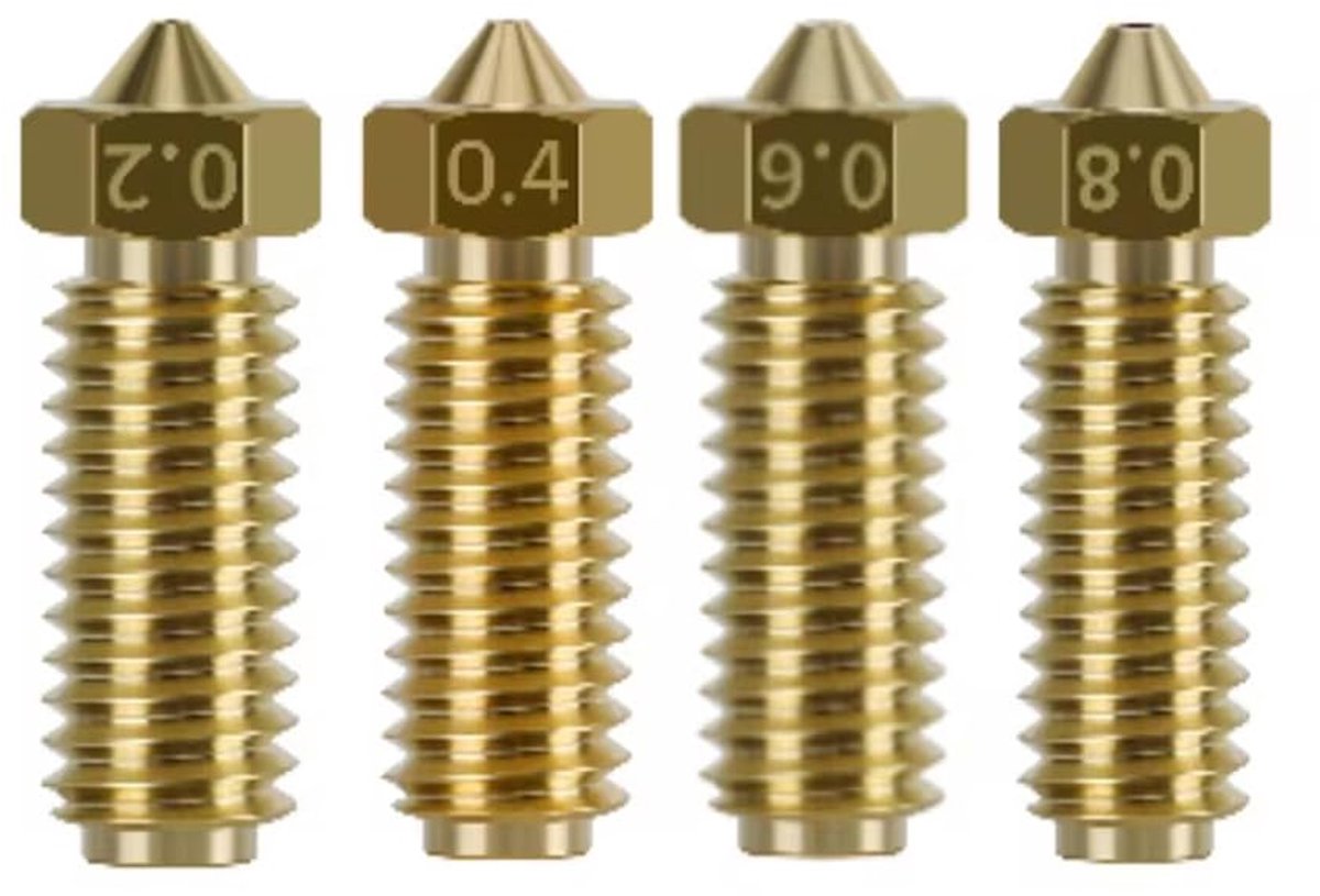 4 stks Nozzle voor Anycubic Kobra S1/Kobra S1 Combo Hotend Hoge Snelheid 0.2, 0.4, 0.6, 0.8mm Kobra S1 Messing Nozzles Kit