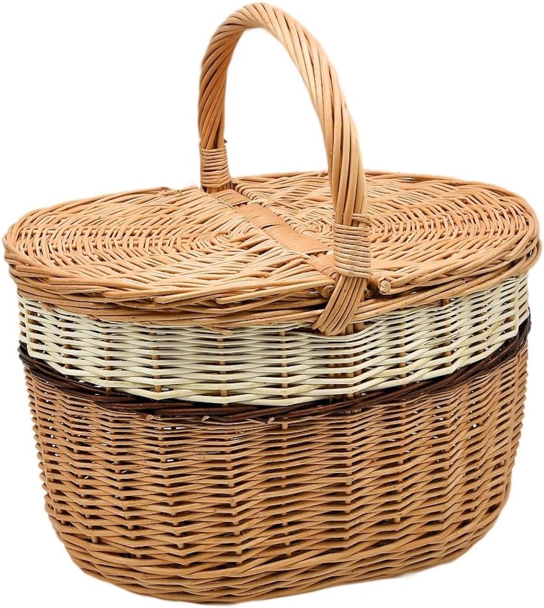 Picknickmand Draagmand met 2 Deksels Wilgenmand Volledige Wilgenmand