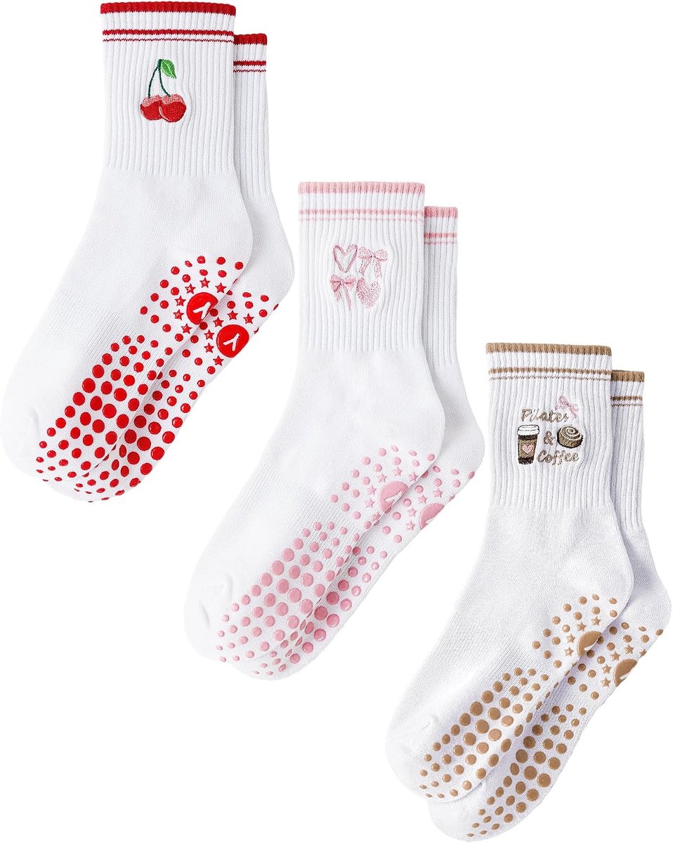 Sokken voor dames, yoga, antislip gripsokken, leuke reformer