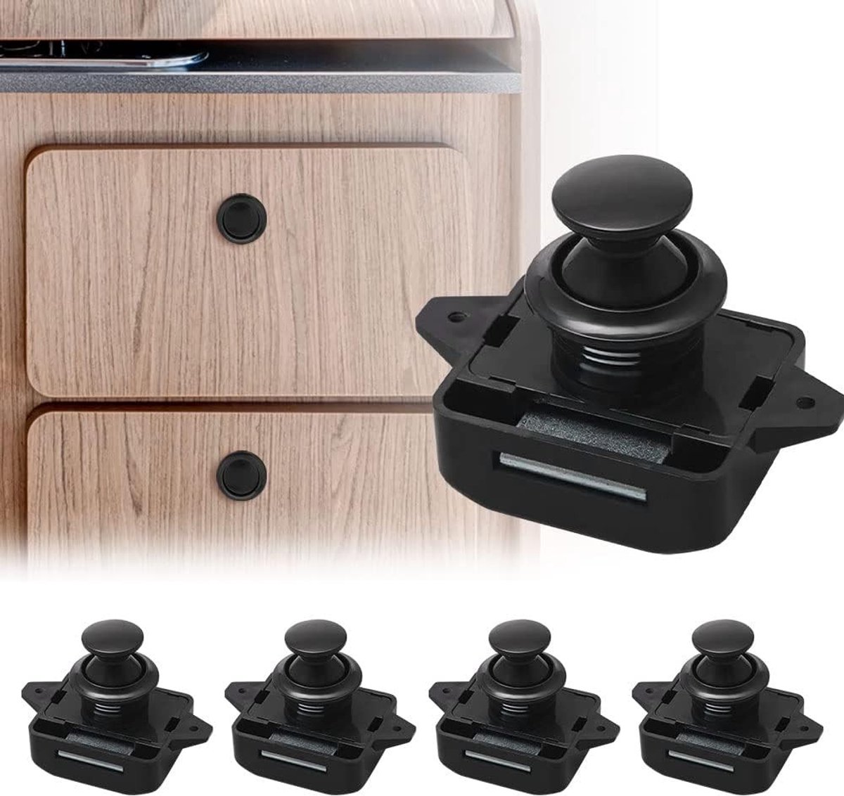 Push Button Slot 15-18 mm - Keyless Deurslot - Geschikt voor RV en Boot - Eenvoudige Installatie - ShopVlot