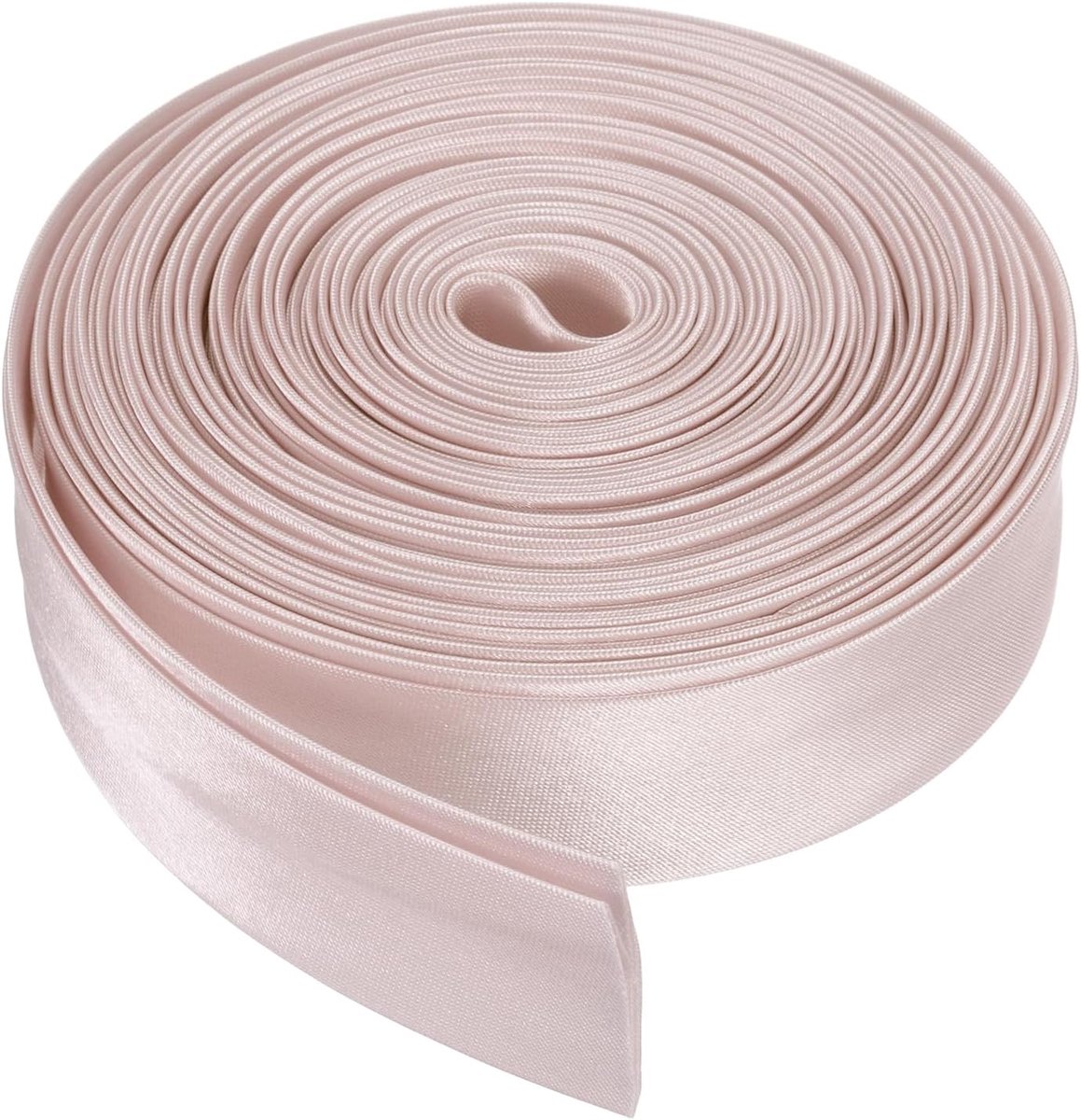 Double Fold Bias Tape voor naaien, 10 x 12 m, satijn, pre-fold, continue bindtape voor overlockquilten, zoom, binden, doe-het-zelf handwerk, grijs/roze