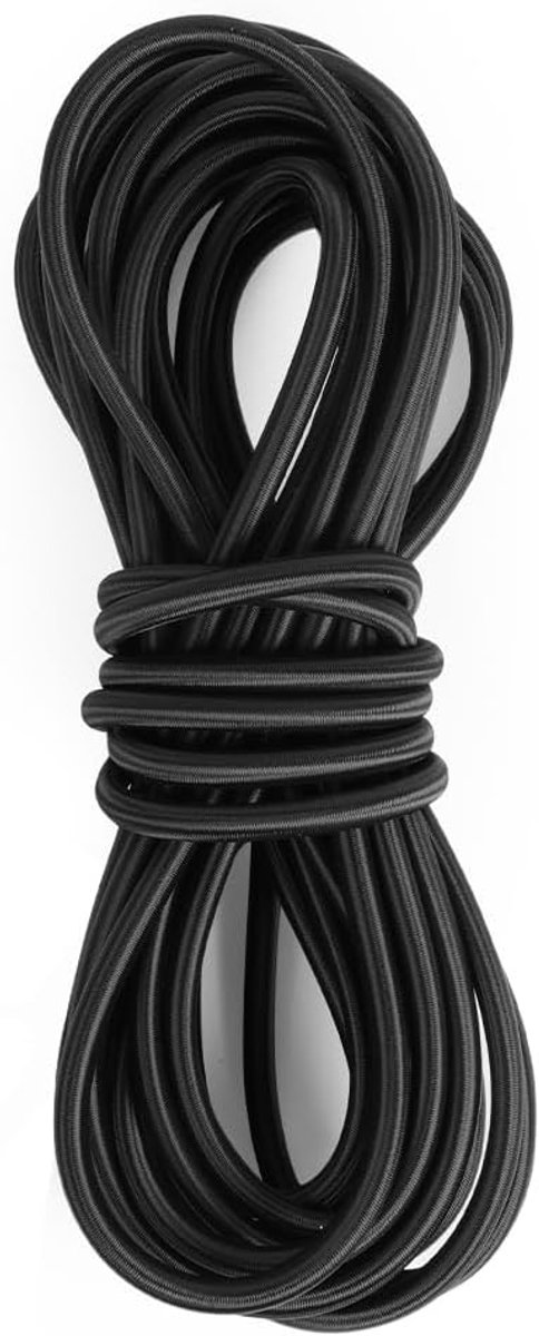SnelShoppen - Elastische Touw 4 mm x 5 m, Zwarte Spanbanden, Expander Kabels voor Aanhangers, Zeilen, Armbanden, Octopussen, Luifels, Tuin en Kamperen