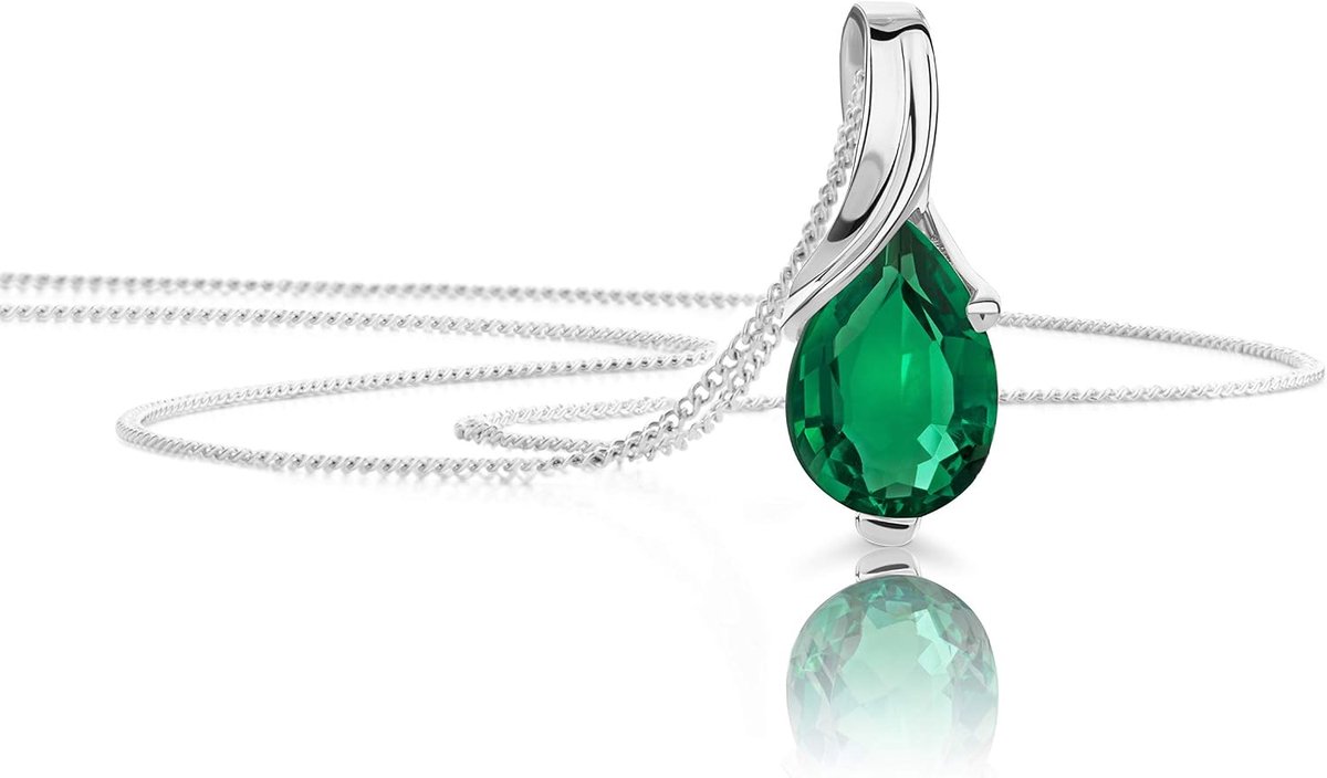 Halsketting voor dames, geelgoud/witgoud, 9 karaat/375 goud, hanger met robijn, saffier, smaragd, topaas, amethist, aquamarijn ketting, 45 cm, sieraden voor vrouwen