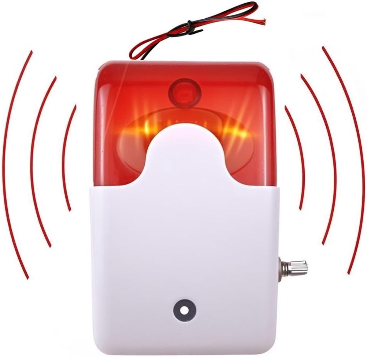 12V High-Decibel Verstelbare Alarmhoorn met Knipperlicht en Strobe Sirene, Rood, Wandmontage, 110dB, 12V DC Aangedreven, Afstandsbediening, Infrarood Sensor Technologie