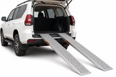 Litalife - Aluminium Oprijplaat Set (2 Stuks) 150cm – Antislip Laadgoot voor Scooter, Motor & Quad – Max. 400kg – Zilver