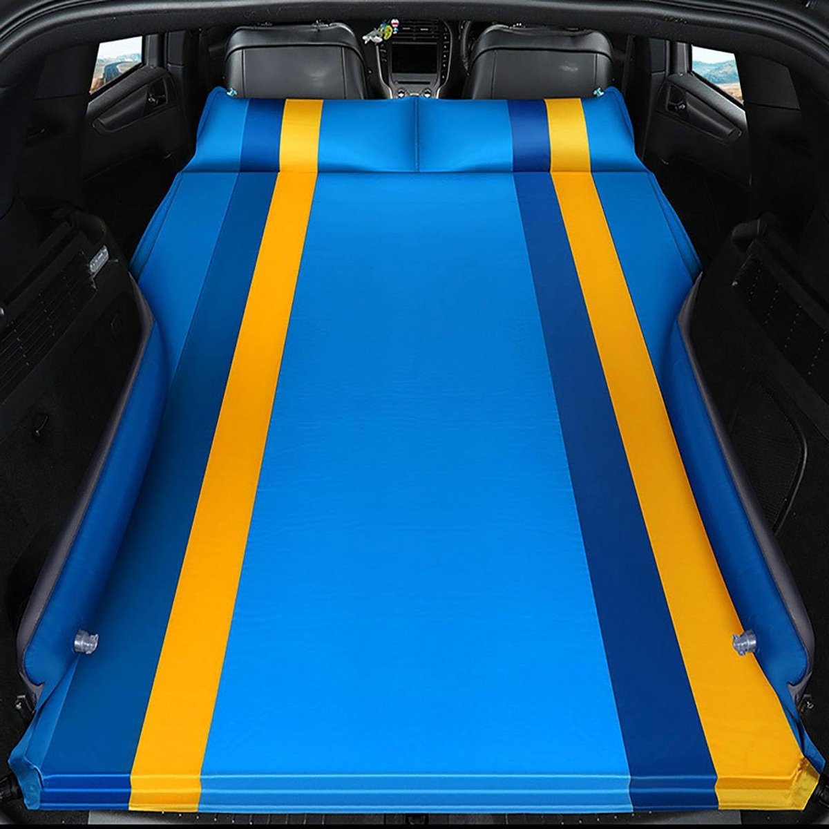 Automatras - Luchtbed Auto - Comfortabel Slapen - Zelfopblaasbaar - Normaal - Blauw Geel