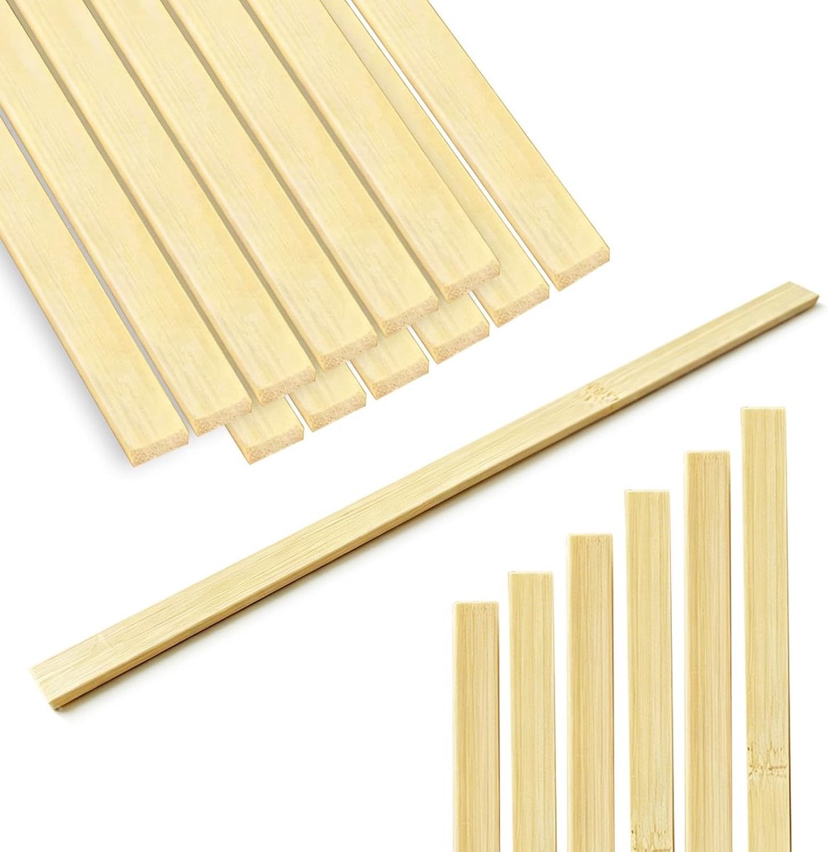 Kleurige Houten Roerstaafjes 12x voor Creatieve Projecten, 18x50x300mm, Ideaal voor Modelbouw, Handwerk en Cosmetica