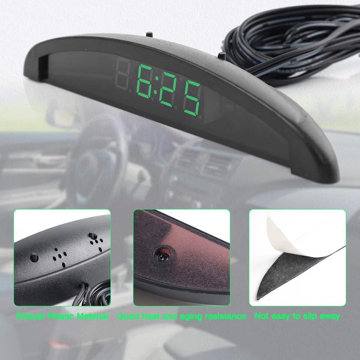 Autotemperatuurklok, universele autodashboard digitale klok