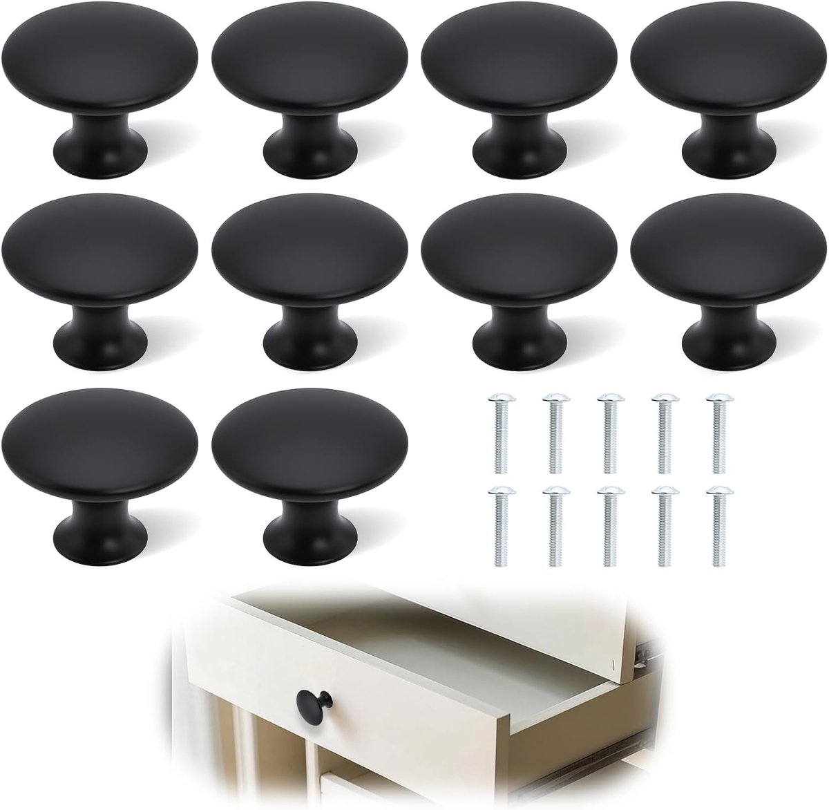 Deurklinken 30mm - Zwart RVS - Modern Vintage Stijl - Vernieuw je meubels - SnelShoppen