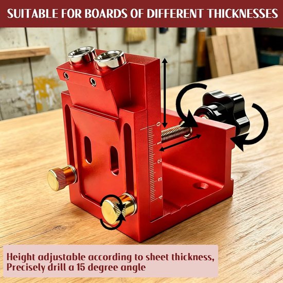 Hole Jig Kit, metalen pocket screw mal met verstelbare boorgeleiders — afbeelding 5
