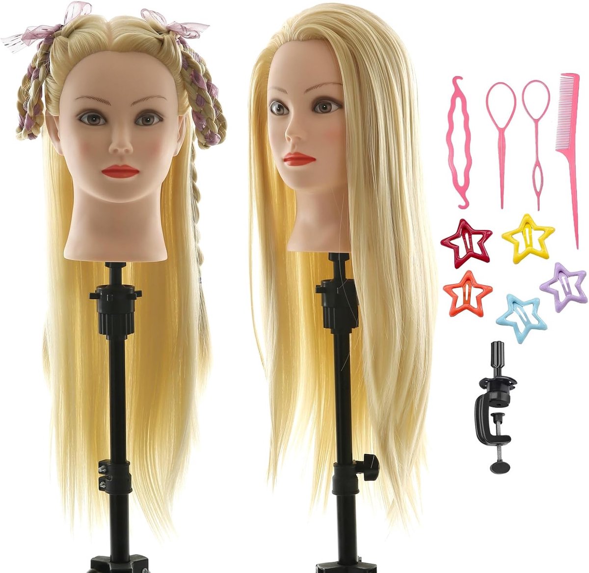 100 synthetisch haar oefenhoofd kapper 66 cm trainingshoofd