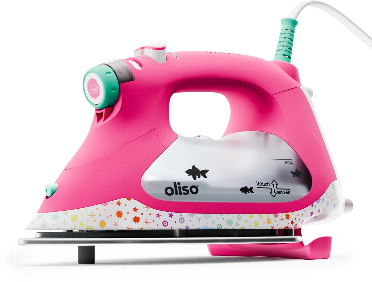 SnelShoppen - Oliso TG1600 Pro Plus Slim Strijkijzer met Automatische Lift - Stoomstrijkijzer met Diamond Ceramic-Flow Zoolplaat voor Kleding, Naaien,