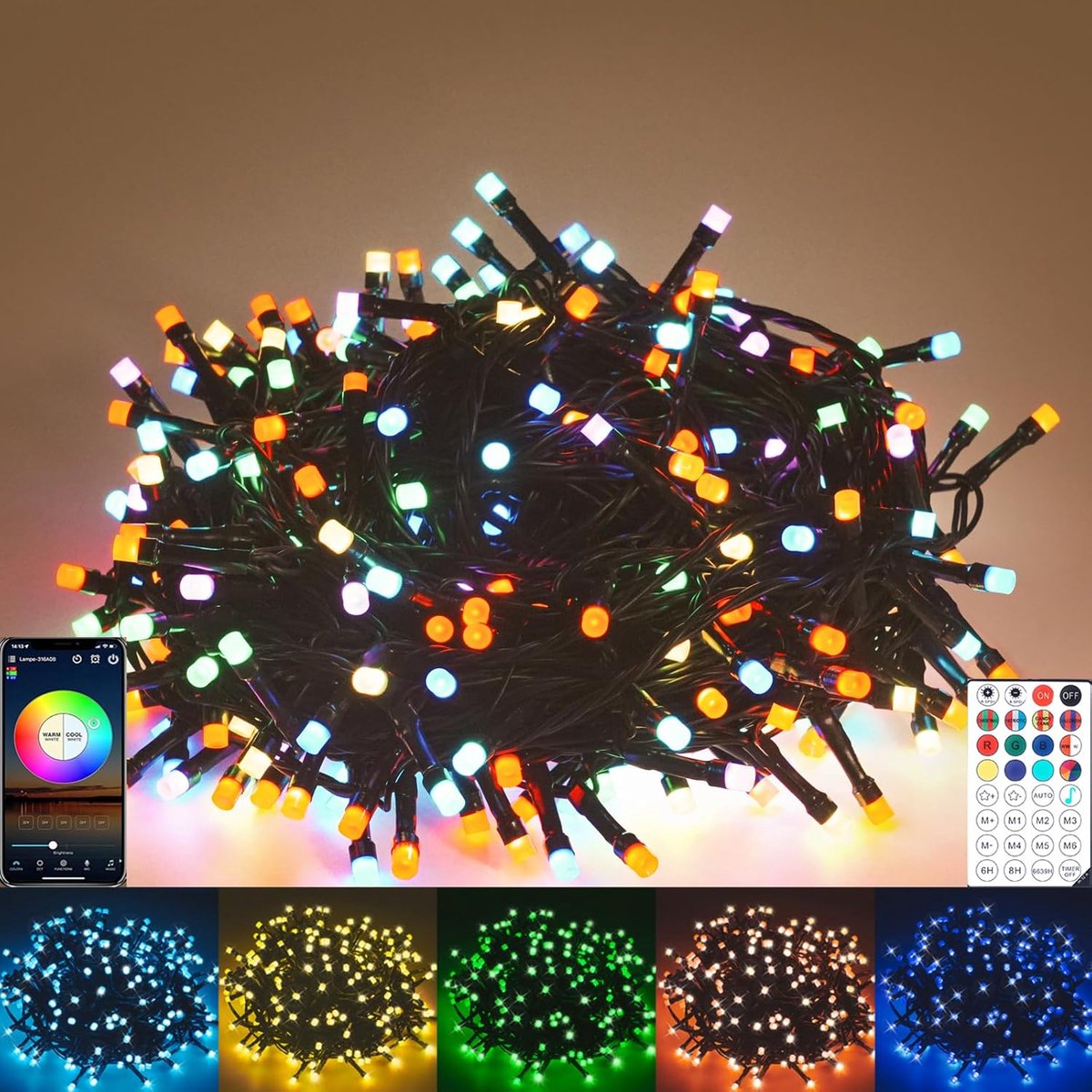 SnelShoppen - LED Sfeerverlichting Fairy Lights 200 LED Lampjes voor Binnen en Buiten - Waterdicht en Veilig met Stekker - Tuin, Feest, Kerst, Bruilof