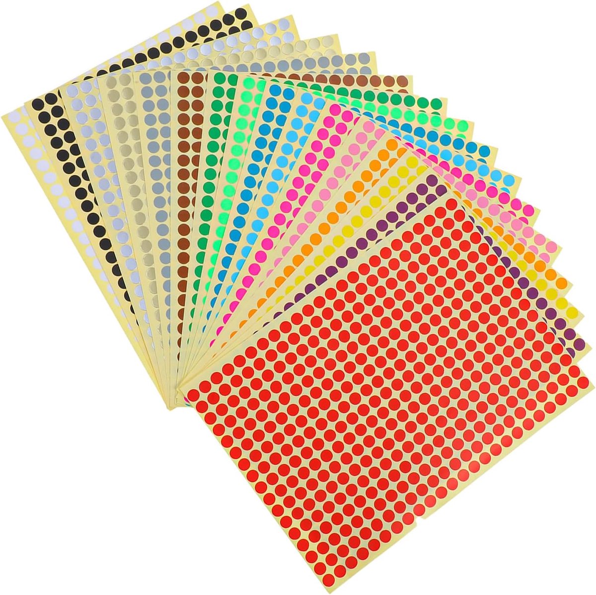 6528 stuks plakstippen, kleurrijk, stippenstickers, 6 mm, ronde