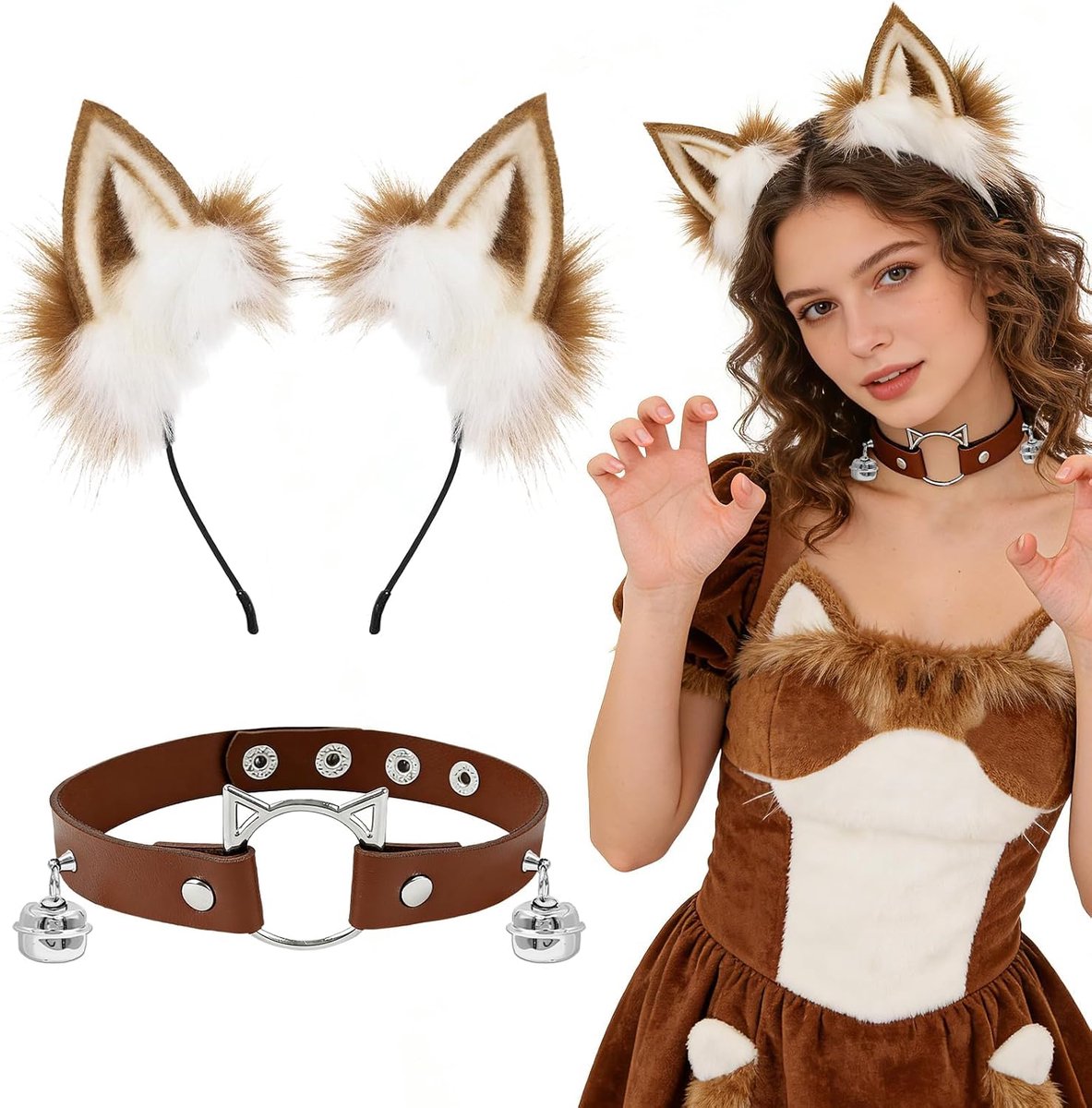 2 stuks pluche kattenkostuum voor dames, Furry vos, kostuum