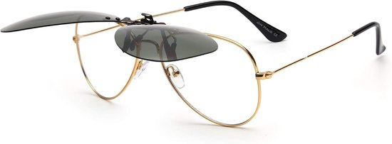Gepolariseerde Clip op Zonnebril Frameless Flip Up Style Lens voor Prescription Glasses, Groen, One Size — afbeelding 2