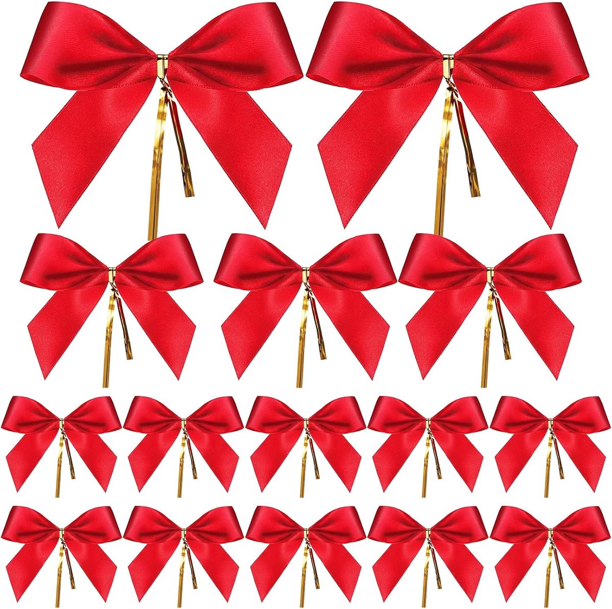 Strikken, kerstversiering, lint strik voor kerstboom, kerstkrans, geschenkdecoratie (36 stuks, maat S/M/L)