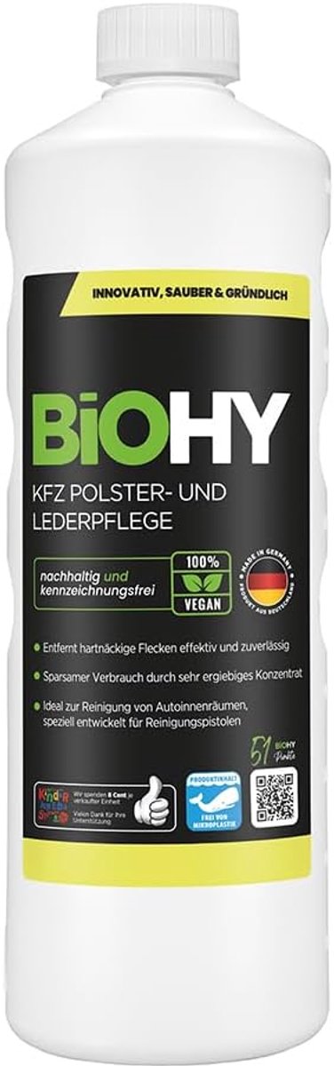 SnelShoppen - BiOHY Auto-interieur en Leder Verzorging (1 Liter) | Reinigt Hele Auto Interieur | Vriendelijk voor Materialen | Vlekkenverwijderaar voo