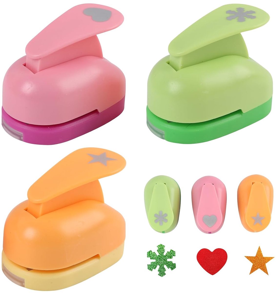 Motiefpons set van 3 - hart, ster en sneeuwvlok - milieuvriendelijk - ideaal voor scrapbooking - ShopVlot