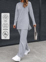 2 Delige Dames Lounge Set Grijs – 100% Katoen – Licht Oversized Maat M