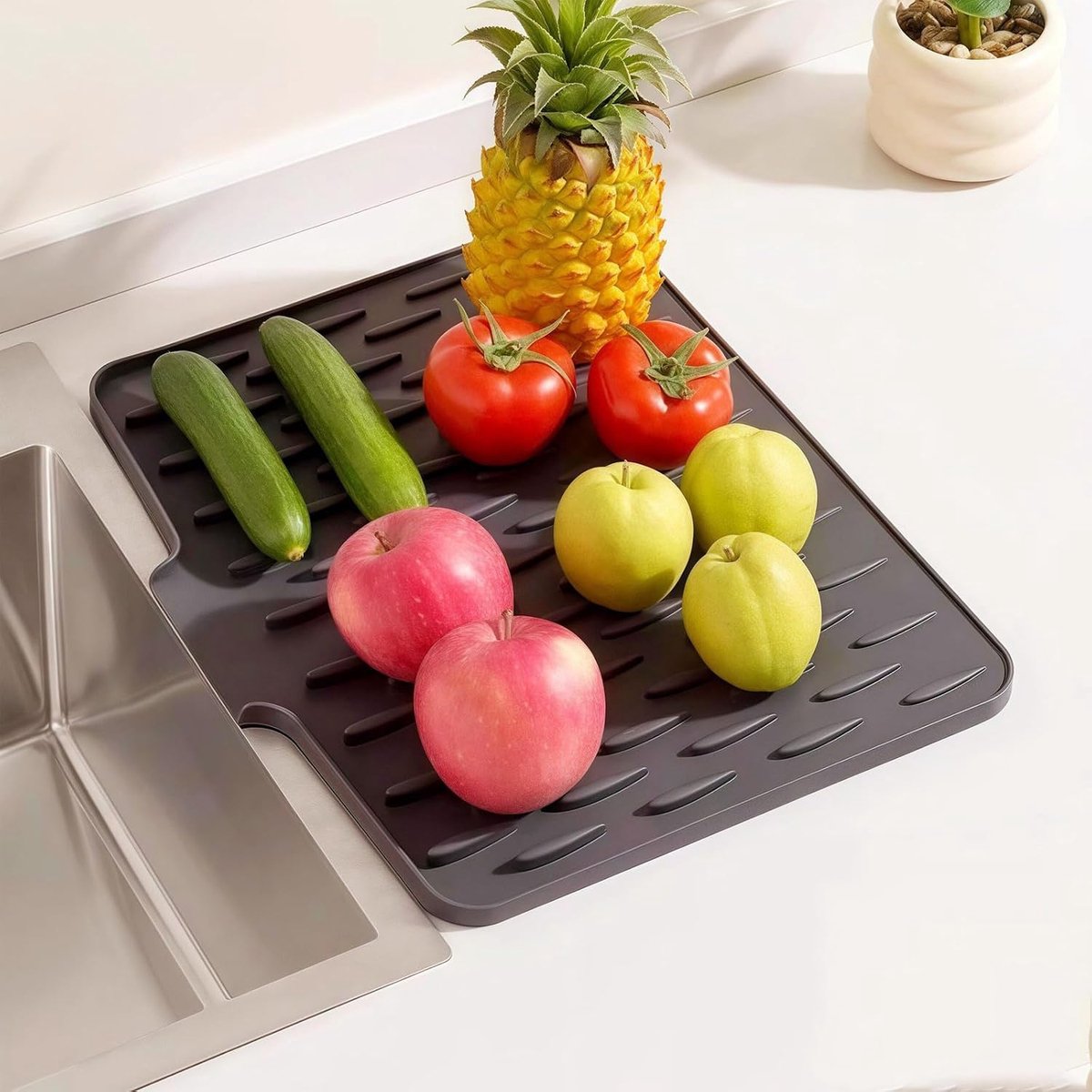 SnelShoppen - 40 x 32.5 cm Silicone Druipmat voor Keuken | Antislip, Snelle Afvoer, Hittebestendig en Vouwbaar, Multifunctionele Mat voor Aanrecht, Pa