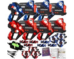 Coffret de jeu laser rechargeable pour Enfants + livret Éducatif - Capteurs 360° - Rechargeable - Set laser tag 6 personnes avec 6 blasters et Cardigans